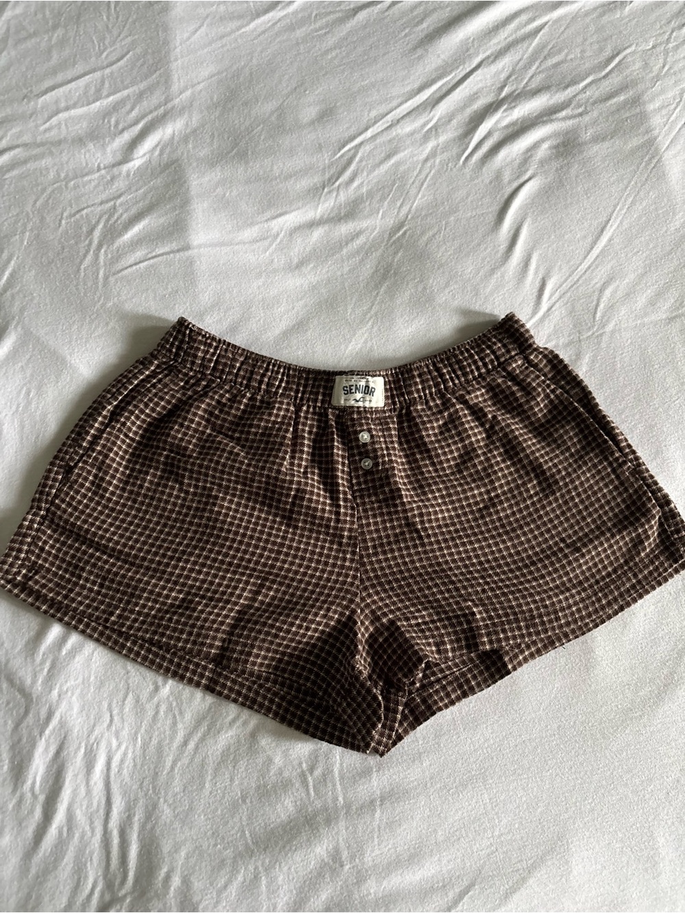 Hollister Brown Plaid Cotton Lounge Shorts